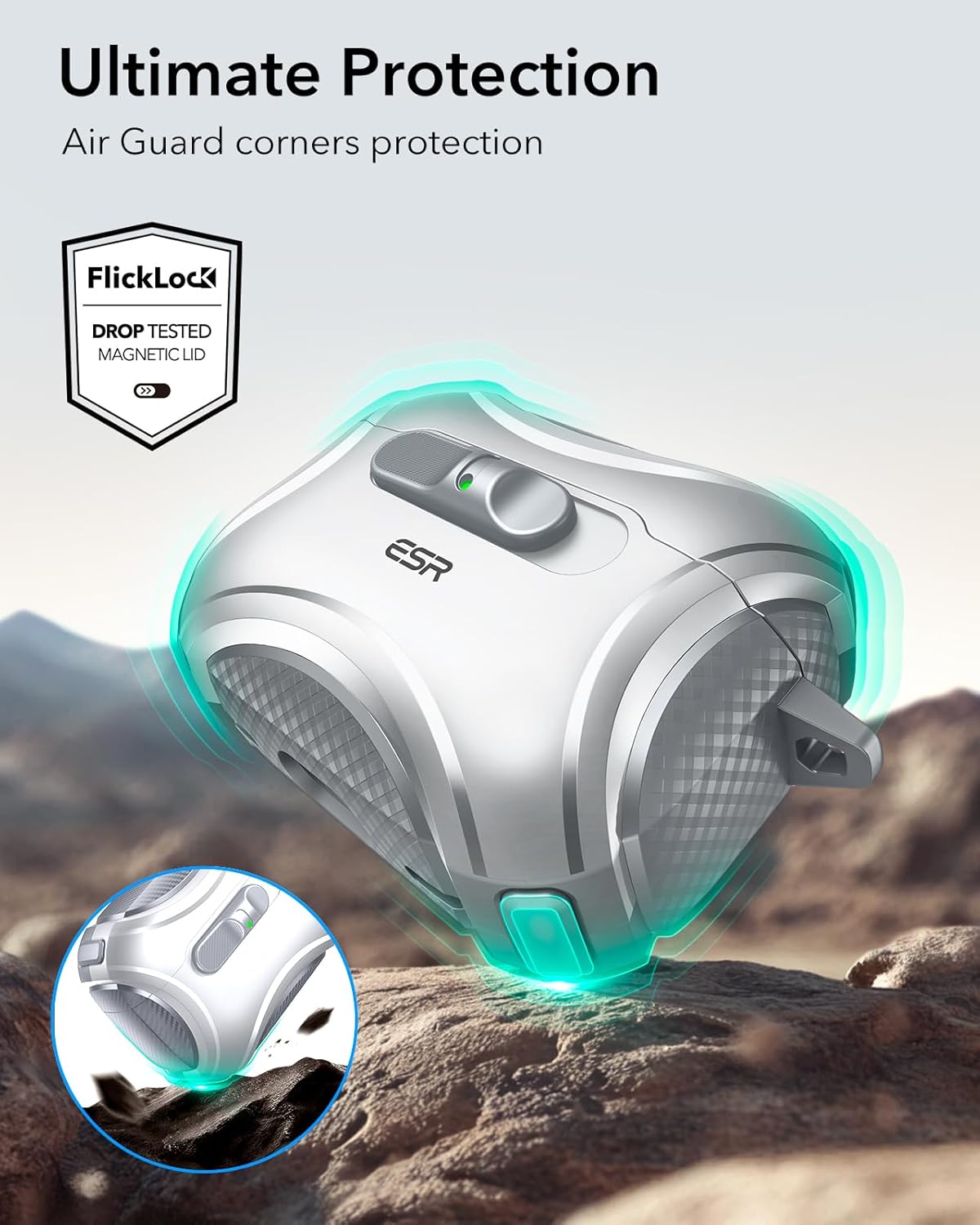 Thumbnail 6 de ESR Coque pour AirPods Pro 3 (2025) – Série Cyber gris, MagSafe simplifié et système antichute FlickLock