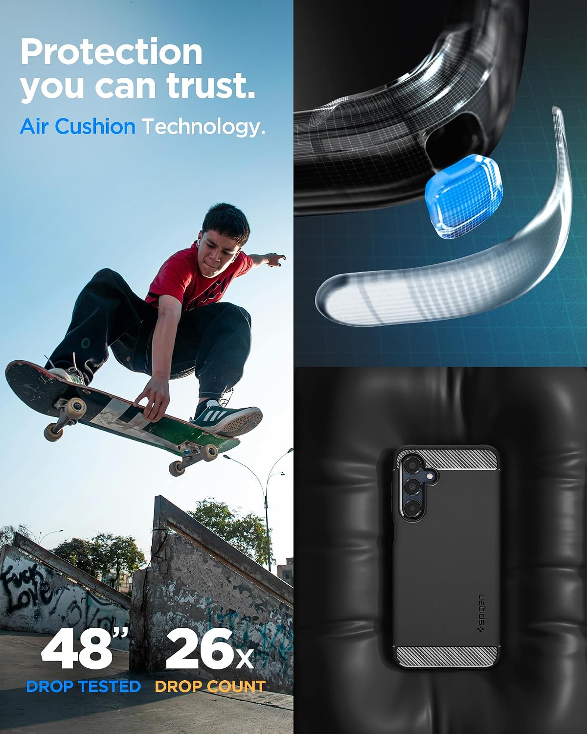 Detalle de Spigen Rugged Armor pour Samsung Galaxy A16 (4G/5G) — coque noire mate