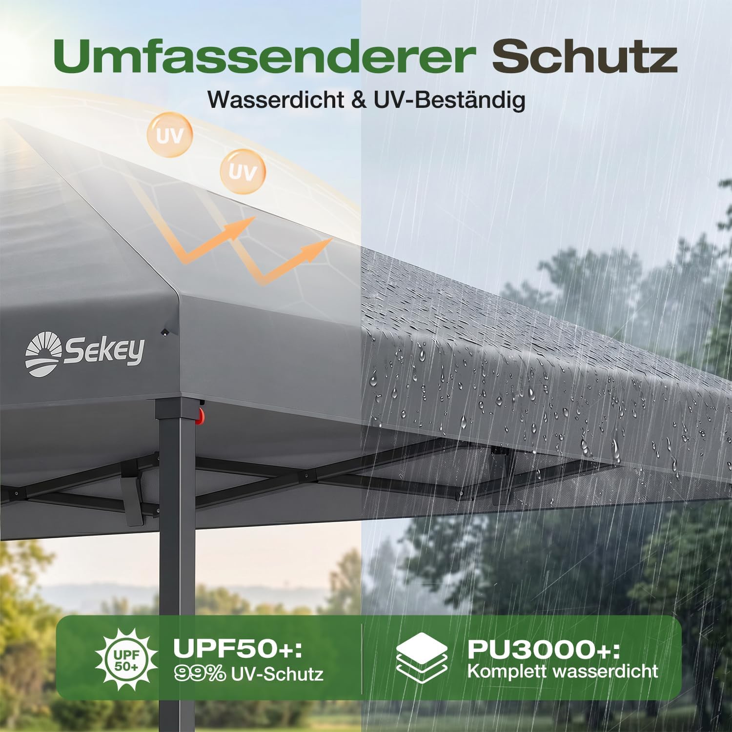 Detalle de Sekey Pop Up Pavillon 3x3 – wasserdicht, stabil und faltbar