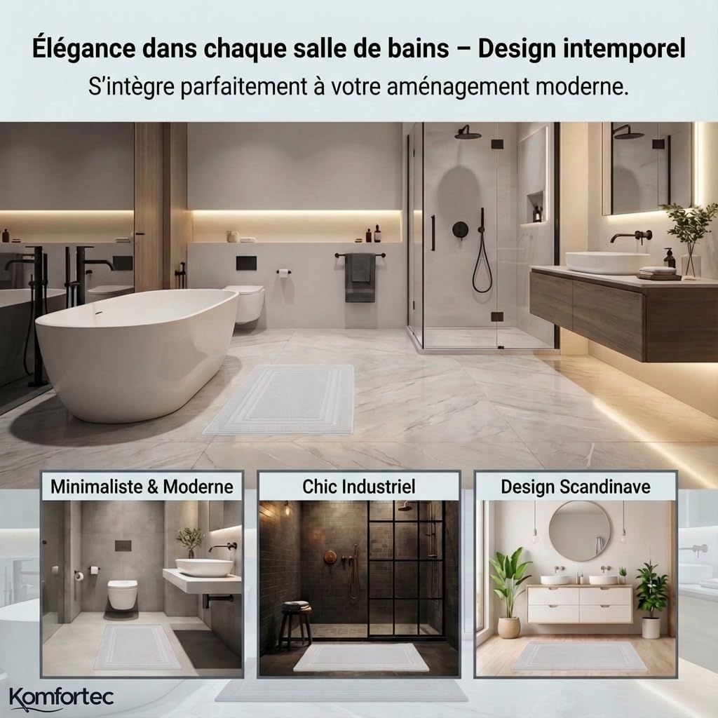 Thumbnail 4 de Komfortec Lot de 2 Tapis de Bain 50 x 70 cm