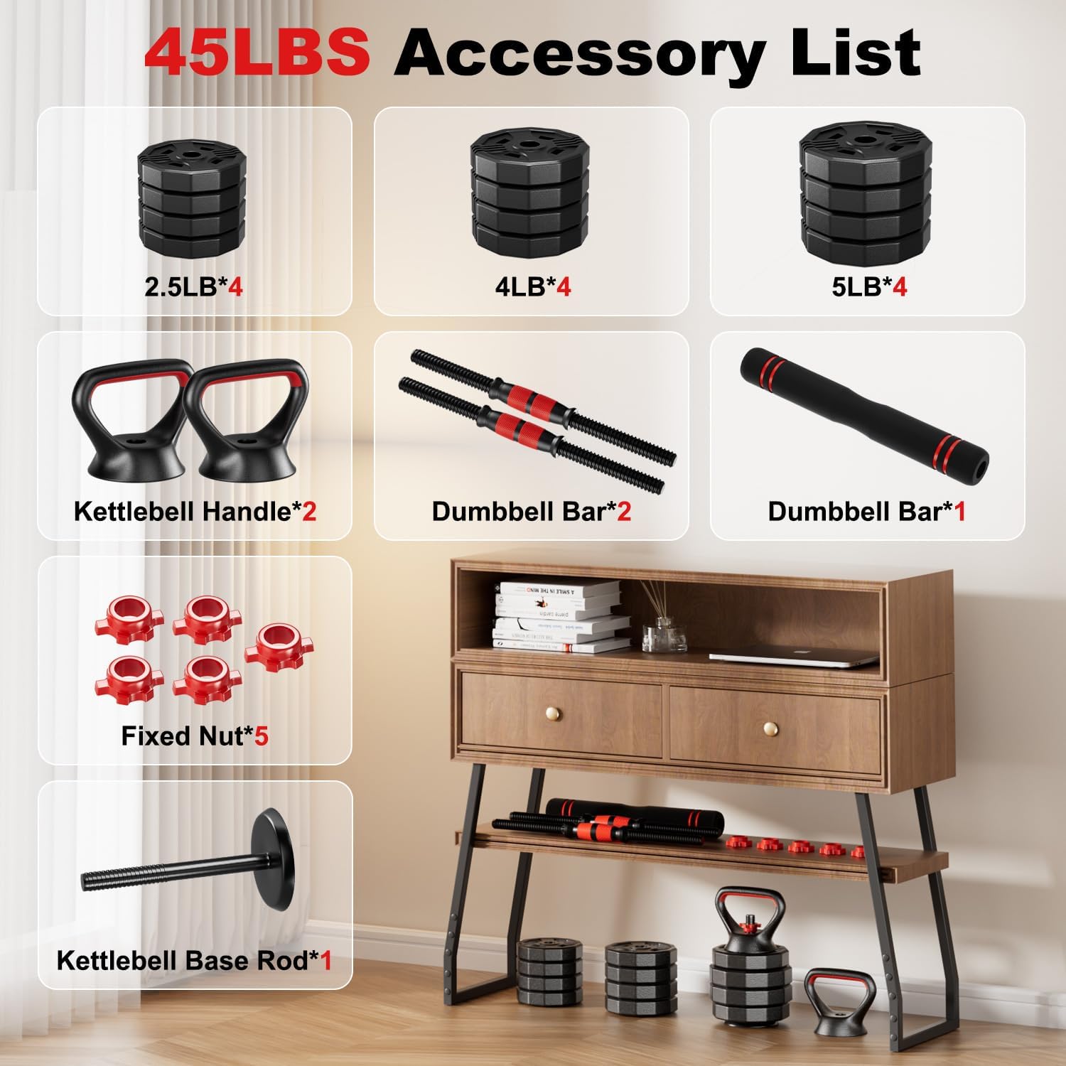 Detalle de Adjustable Dumbbell Set, 5-in-1