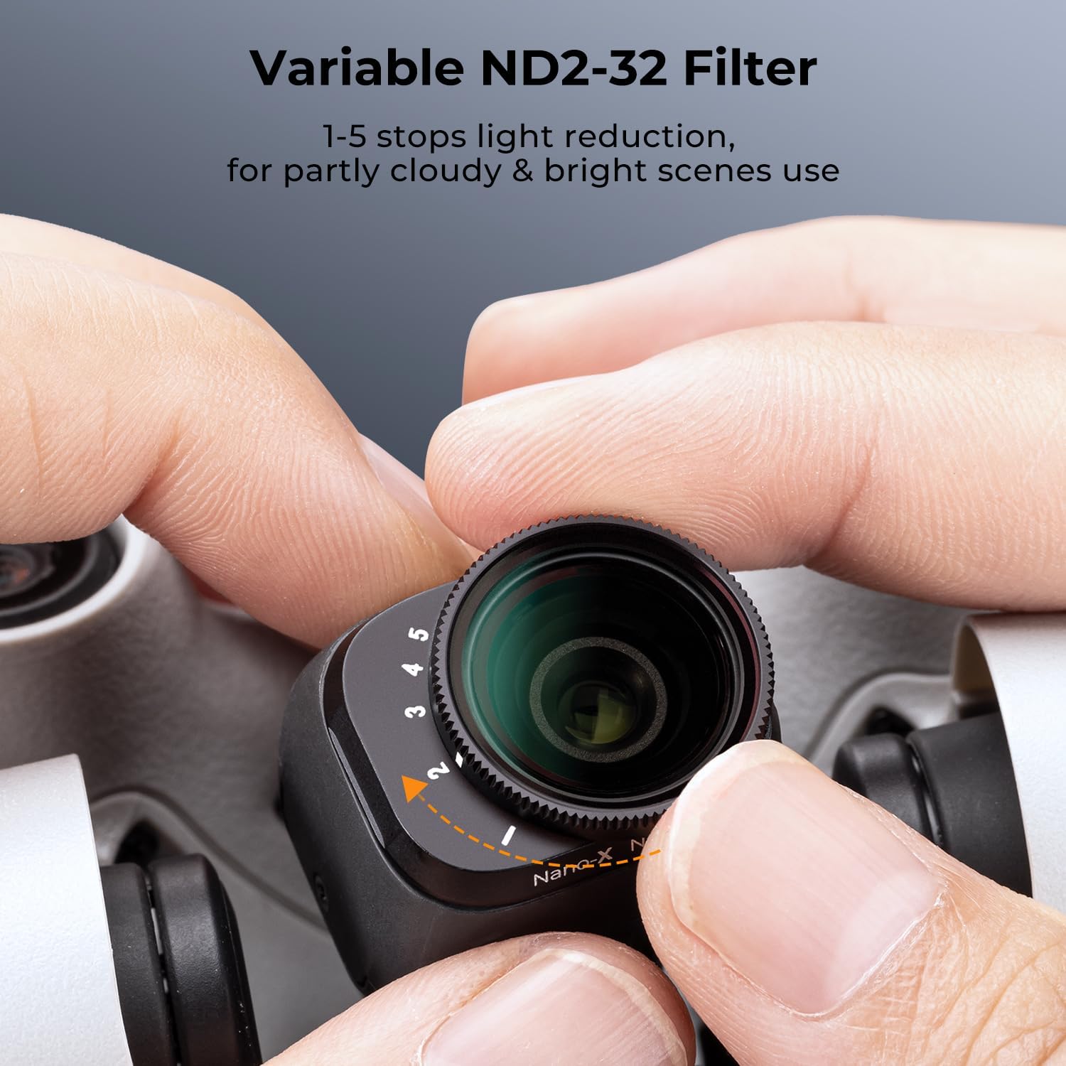 Detalle de K&F CONCEPT Mini 3 Pro Filtro Variable ND2-32 1‑5 Stops