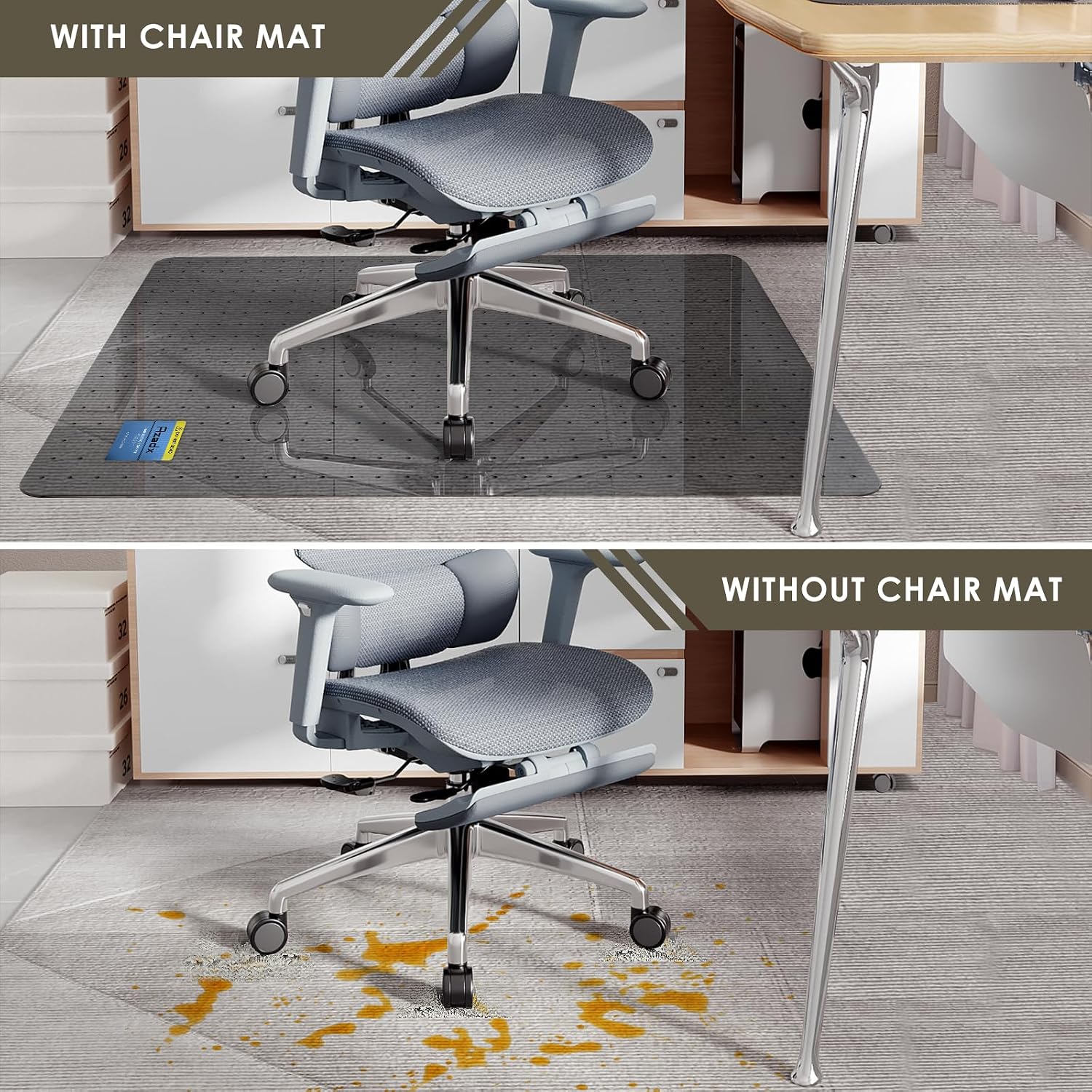 Detalle de Azadx AZDPET-01 Heavy Duty PET Chair Mat for Carpet, 32" x 48