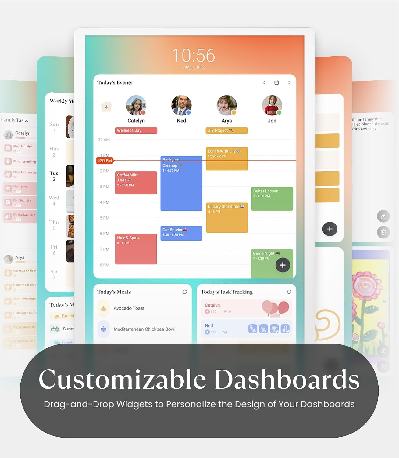 Detalle de Cozyla Mate Digital Calendar+ 2 (24 inch) smart wall planner with touch display for family schedules & chores