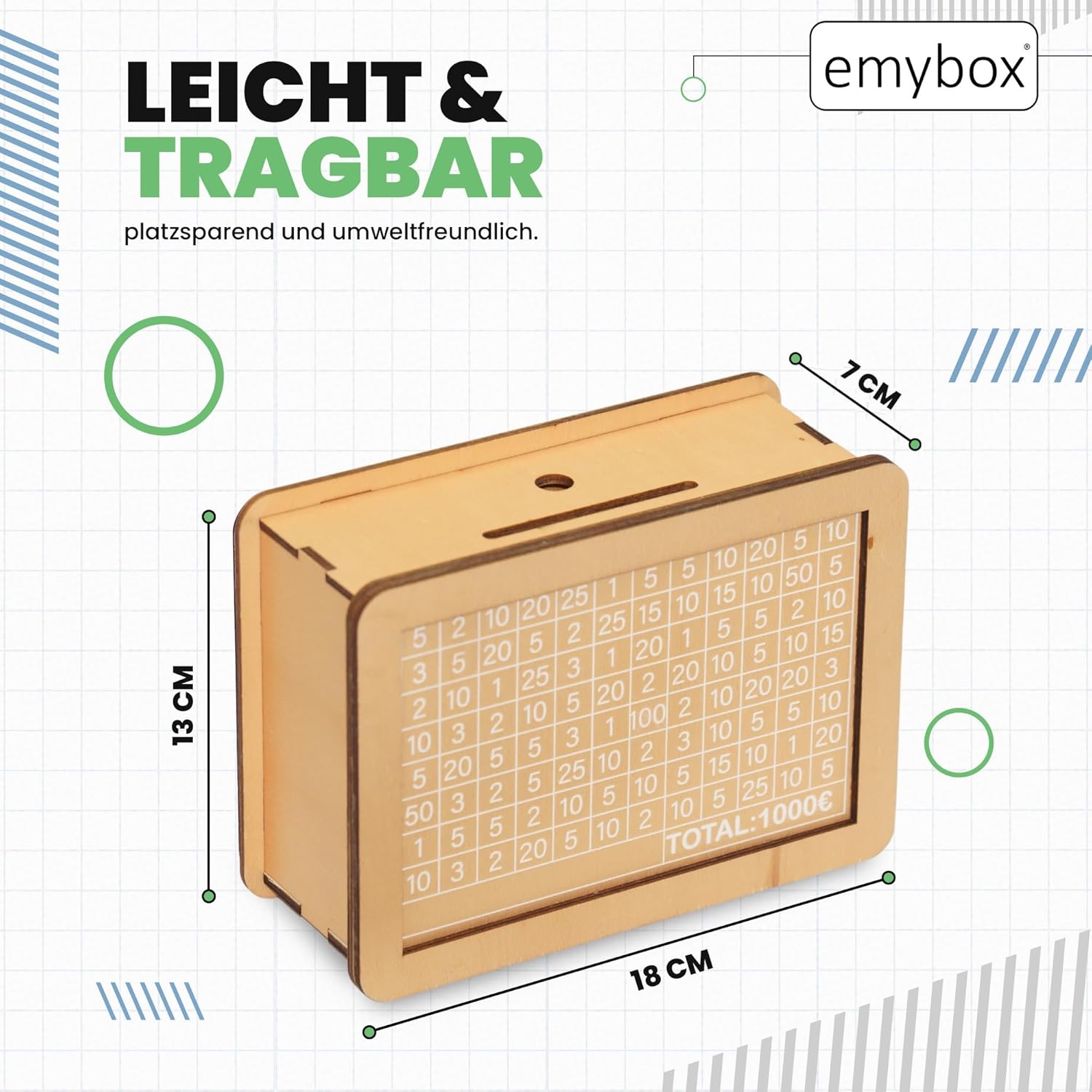Thumbnail 4 de emybox Spardose aus Holz mit Zähler – Sparbox 18x13x7 cm, hellbraun
