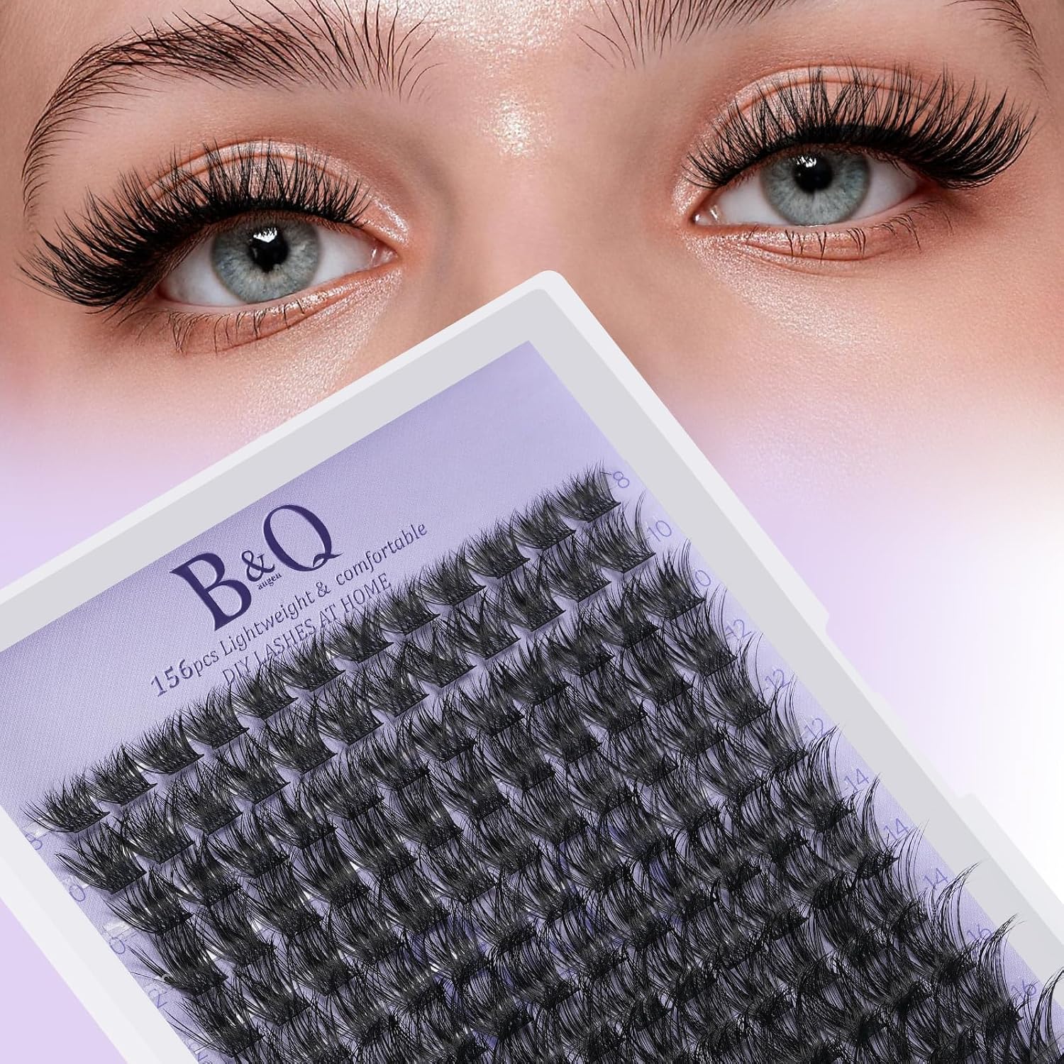 Detalle de B&Q Volume Lash Clusters Wispy B02 (72PCS) D Curl Lash Cluster Extensions with Soft Band