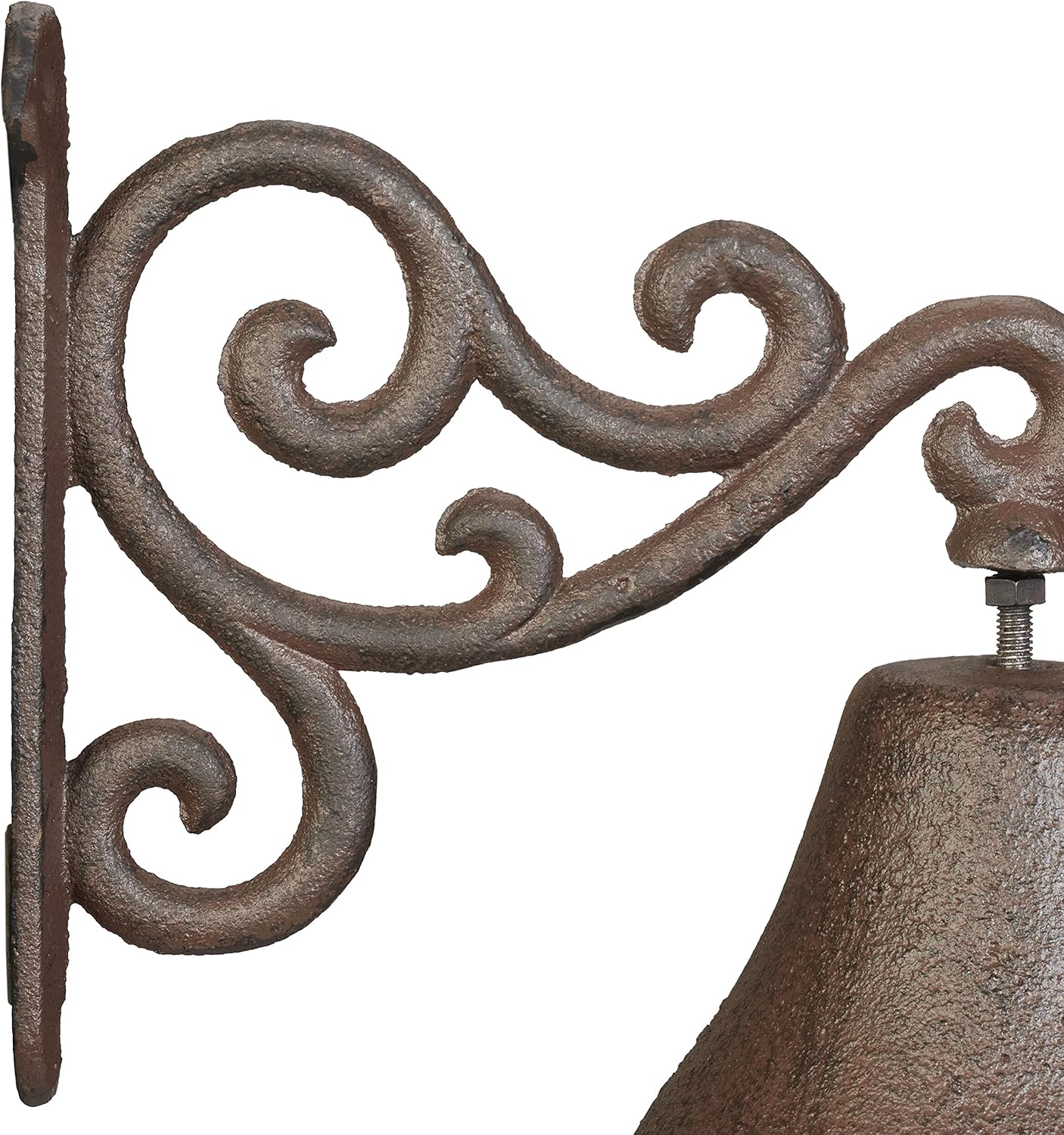 Detalle de Relaxdays 10044899 gietijzeren buitenbel met koord, bruin retrodesign