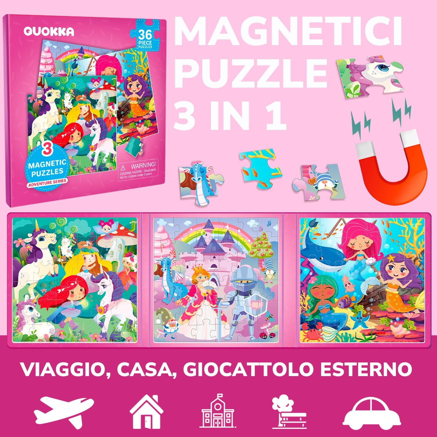 Thumbnail 1 de QUOKKA Puzzle magnetico Principessa Unicorno 36 pezzi 🧩