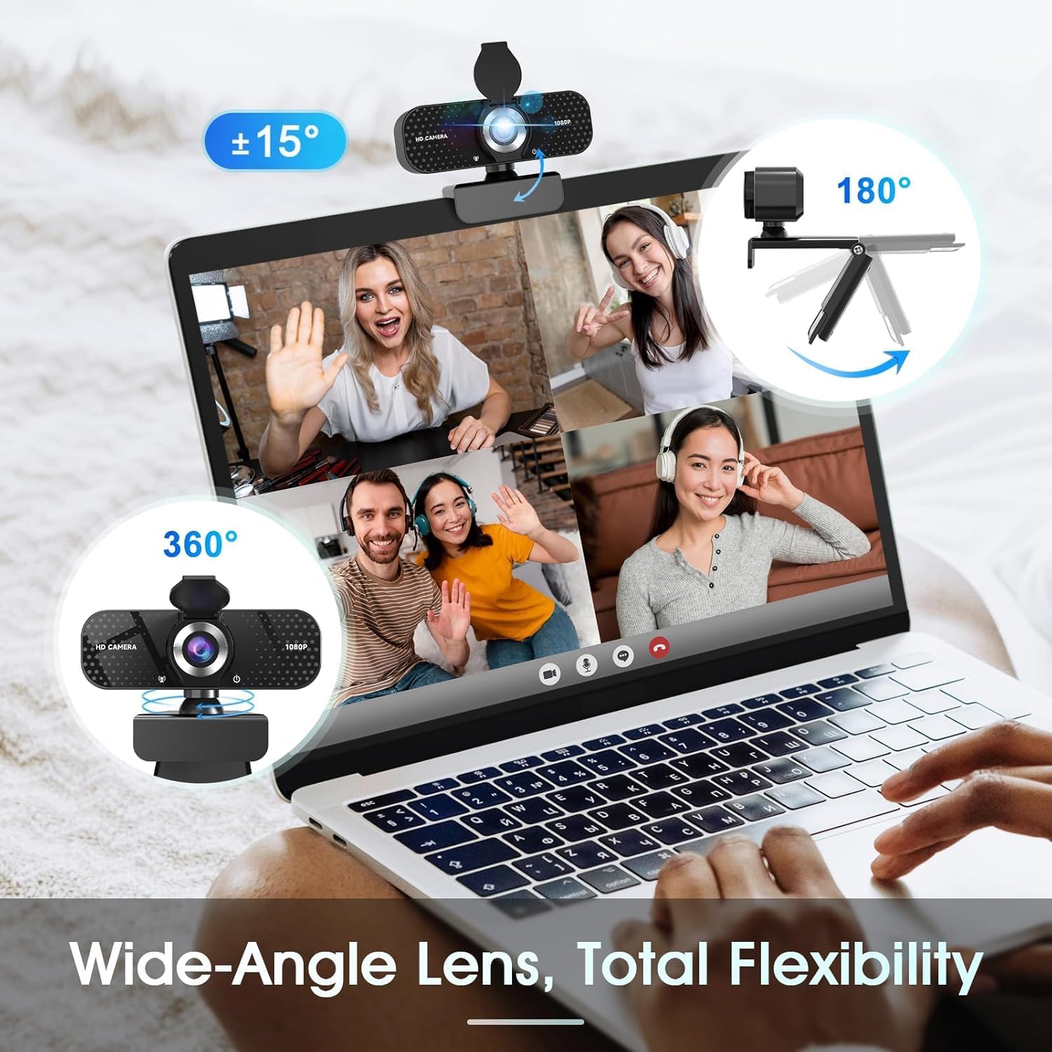 Detalle de TRAUSI 1080P HD Webcam with Microphone: Clear video, quiet audio and privacy at a great price