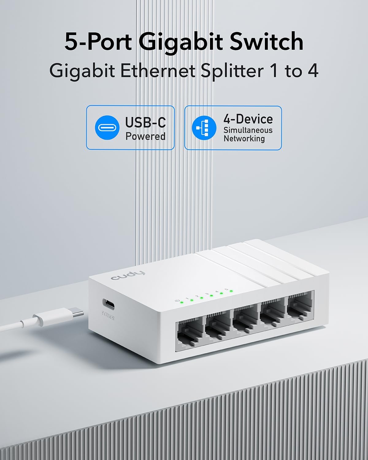 Detalle 2 de Cudy GS105U Conmutador Gigabit 5 puertos