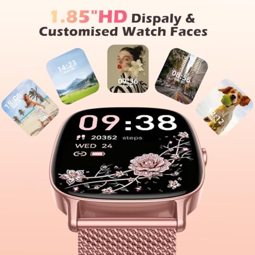 Thumbnail 6 de coesio Smartwatch Donna,2 Cinturini: Monitoraggio Salute 24/7, 1.85'' Schermo HD e 120+ Sport