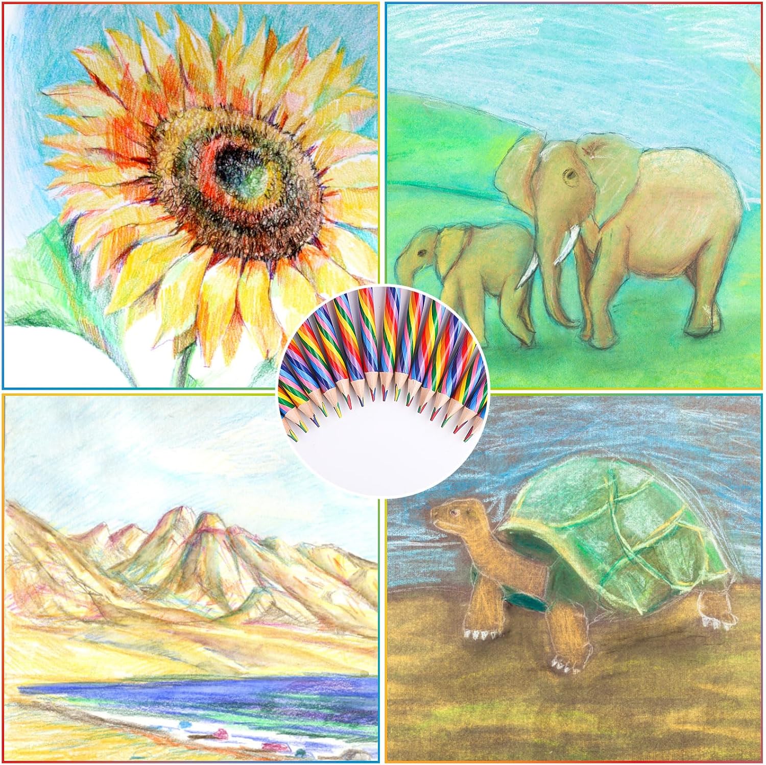 Thumbnail 6 de Ailvor Regenbogen Buntstifte (24 Stück) – dreikantige, vorgespitzte Farbstifte für Kinder