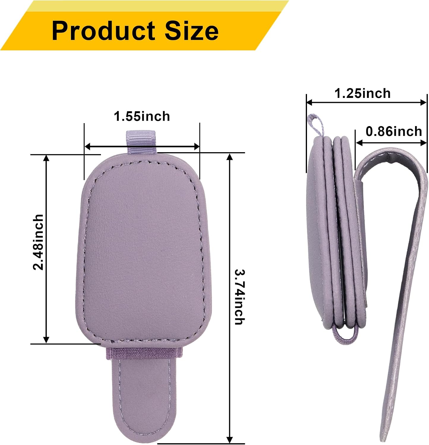 Thumbnail 6 de Yuoyar Magnetic Leather Sunglass Holder for Car Visor (2-Pack, Purple) with Ticket Card Clip