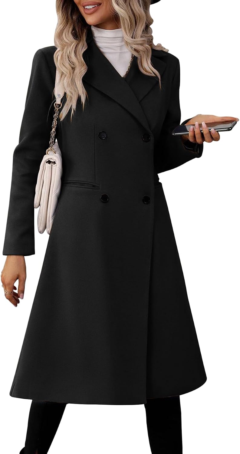 Detalle de Danedvi Women's Long Double Breasted Coat ⚙