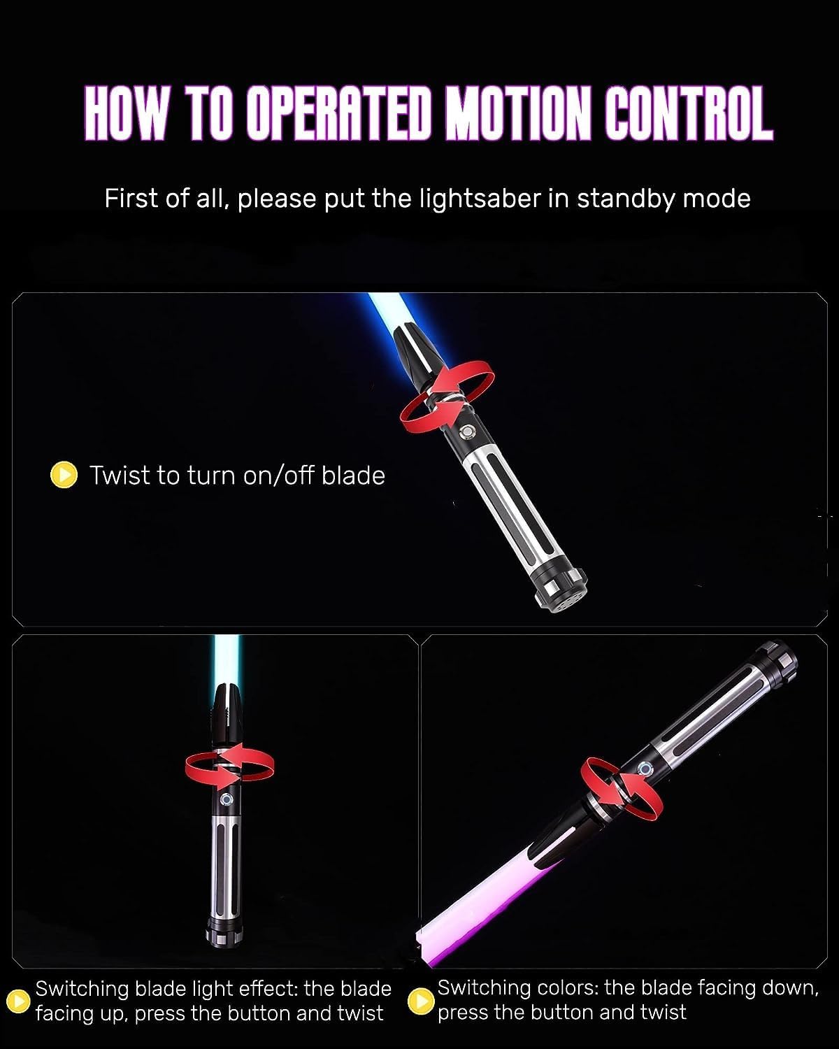 Detalle 2 de ANASABER Dueling Lightsaber S9 Grey with Motion Control — 12 Colours, 16 Sound Fonts, Aluminium Hilt