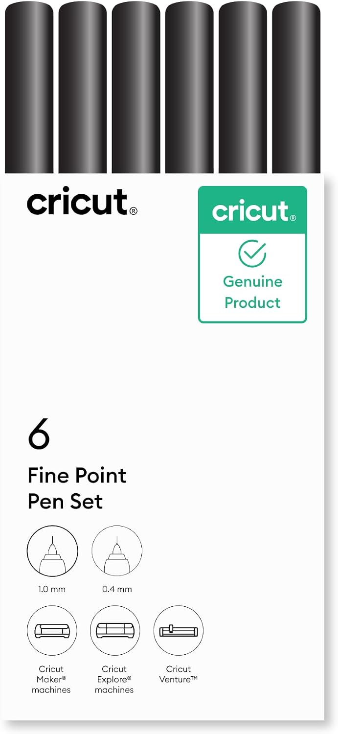 Cricut 2012608 Multi Pen Set, Black Fine and Gel Pens, 6 Count