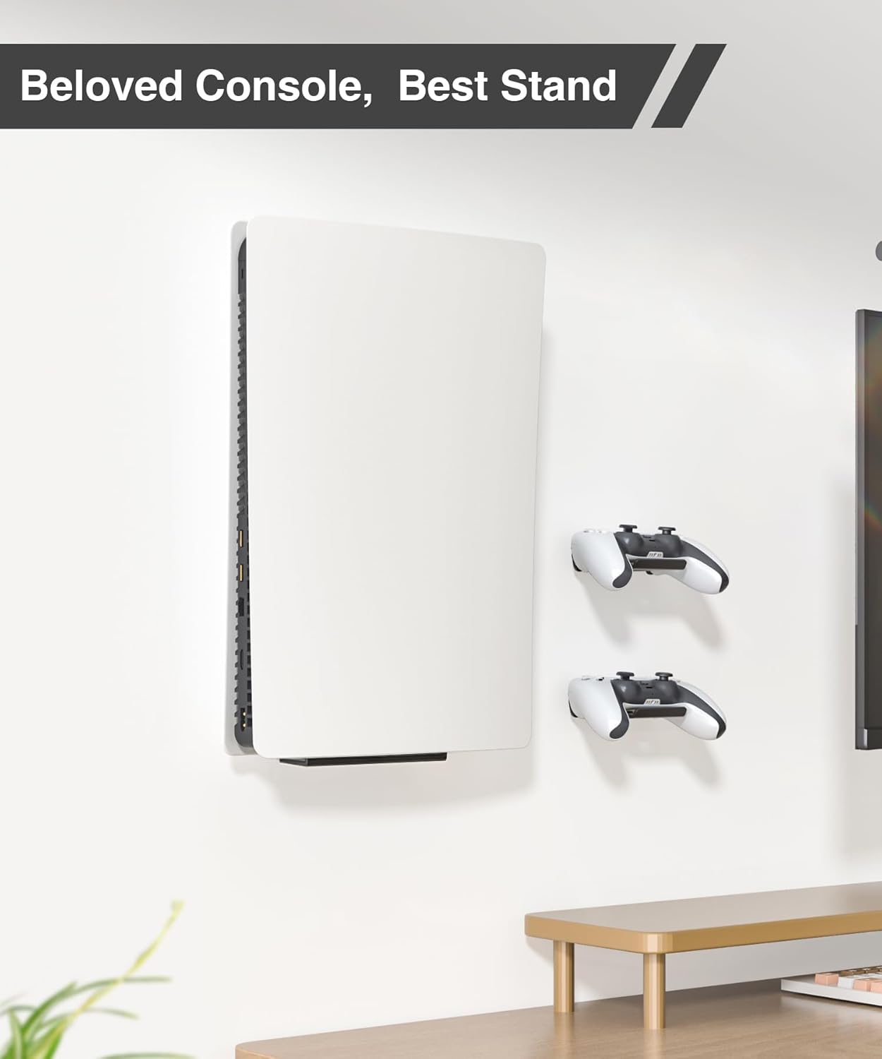Thumbnail 1 de Upgraded Adjustable Console Holder Wall Mount for PS5 (Black) with 2 Controller Kits