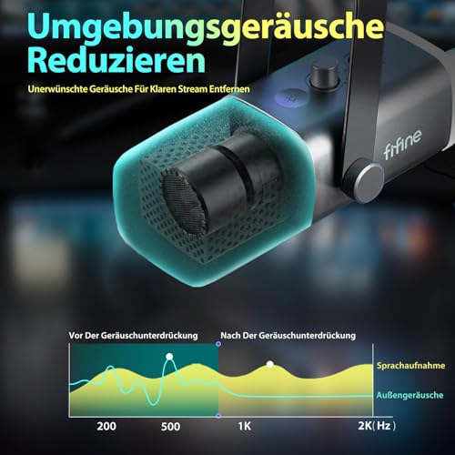 Thumbnail 6 de FIFINE XLR Gaming Mikrofon – USB/XLR, Stummschalttaste, RGB-Lichtring für Streaming, Podcast & Studio