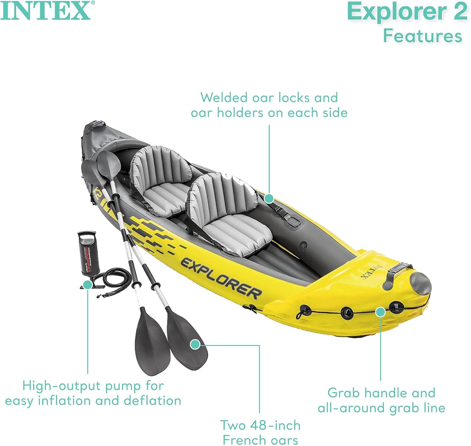 Detalle 2 de Intex Explorer K2 Inflatable Kayak 2‑Person 🚣