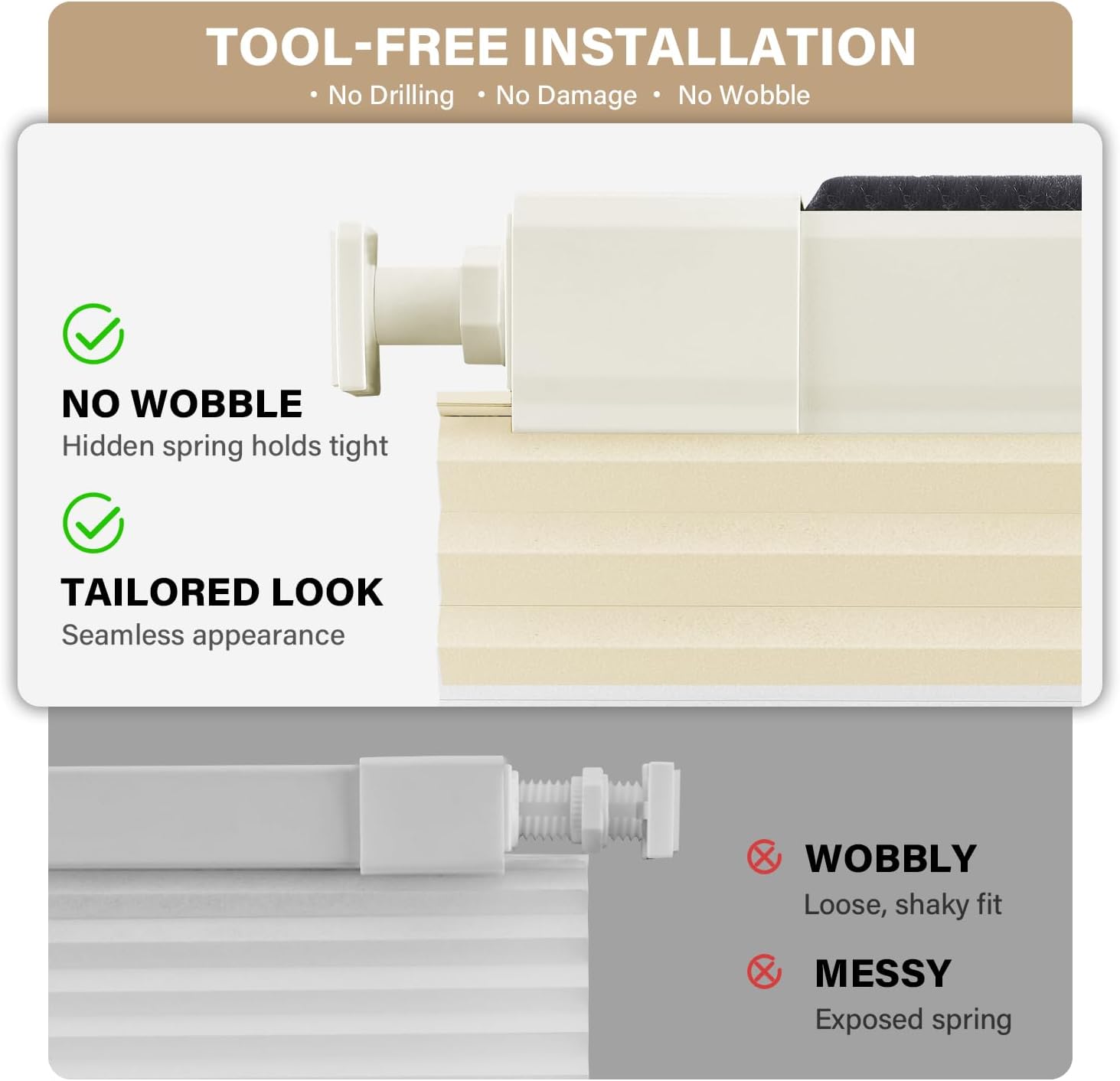 Thumbnail 3 de AOSKY CS01 Cordless Cellular Shade, 43" x 48", Beige Light Filtering