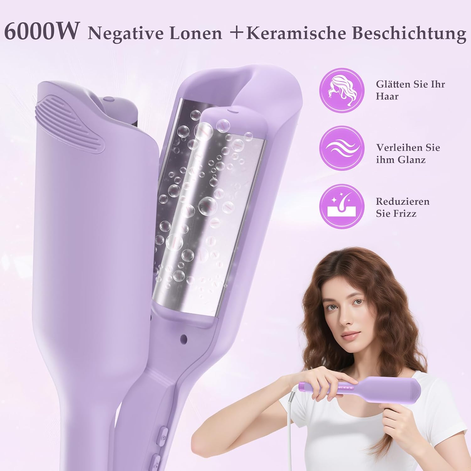 Thumbnail 1 de AISEELY 32mm Welleneisen für Haare – Beach Waves Lockenstab in Lila mit Timer, Abschaltautomatik und Hitzeschutz
