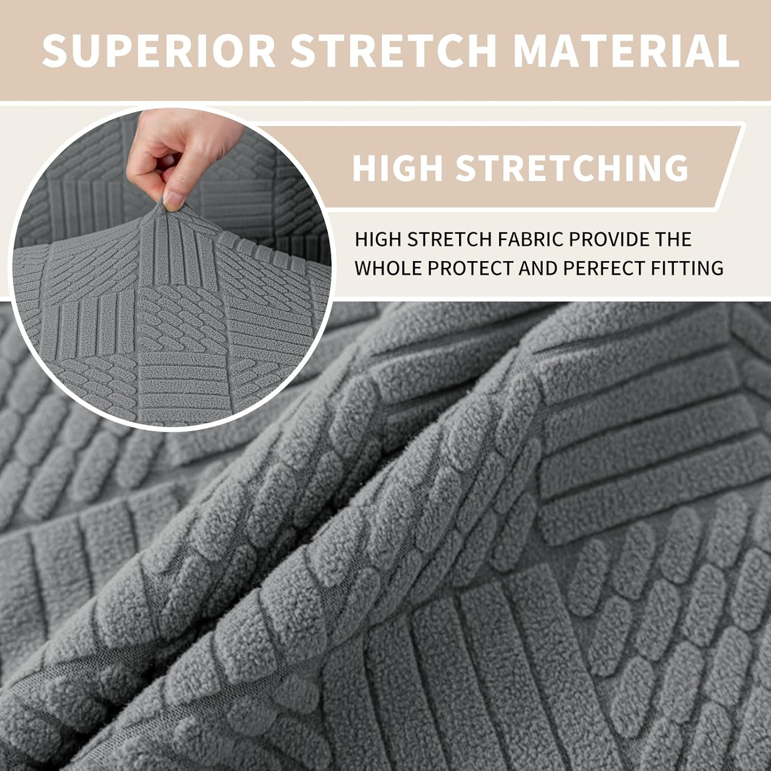 Thumbnail 3 de Ystyle lot de 6 housses de chaise élastiques (gris clair) pour salle à manger, lavables