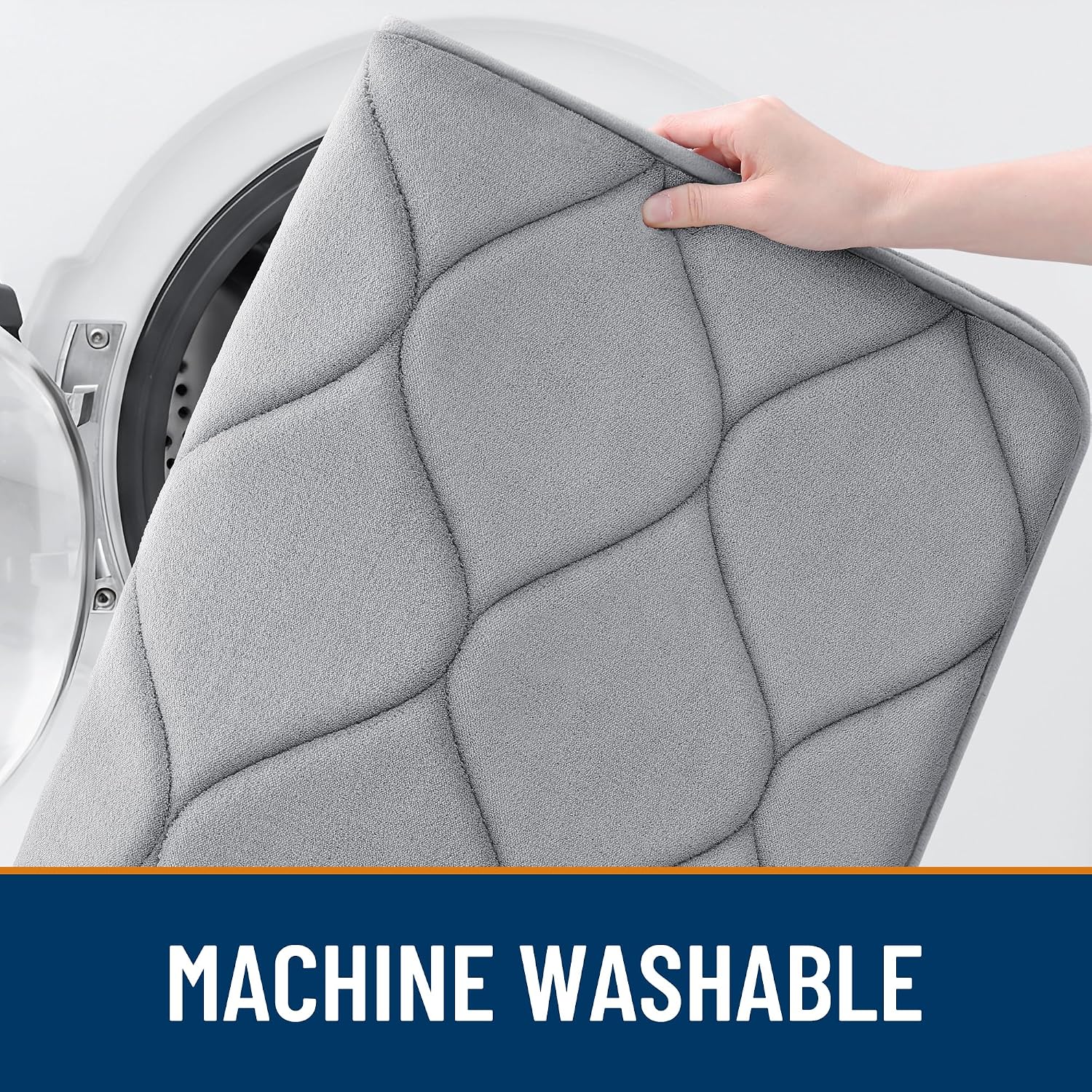 Detalle de Smiry Memory Foam Bath Mat 30''x20'' (Grey) — Ultra Soft Non-Slip Plush Bathroom Rug