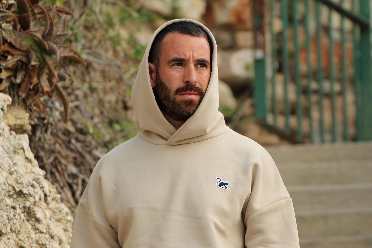 Detalle de Surf Monkey Hoodie oversize con cappuccio in cotone biologico 350 GSM