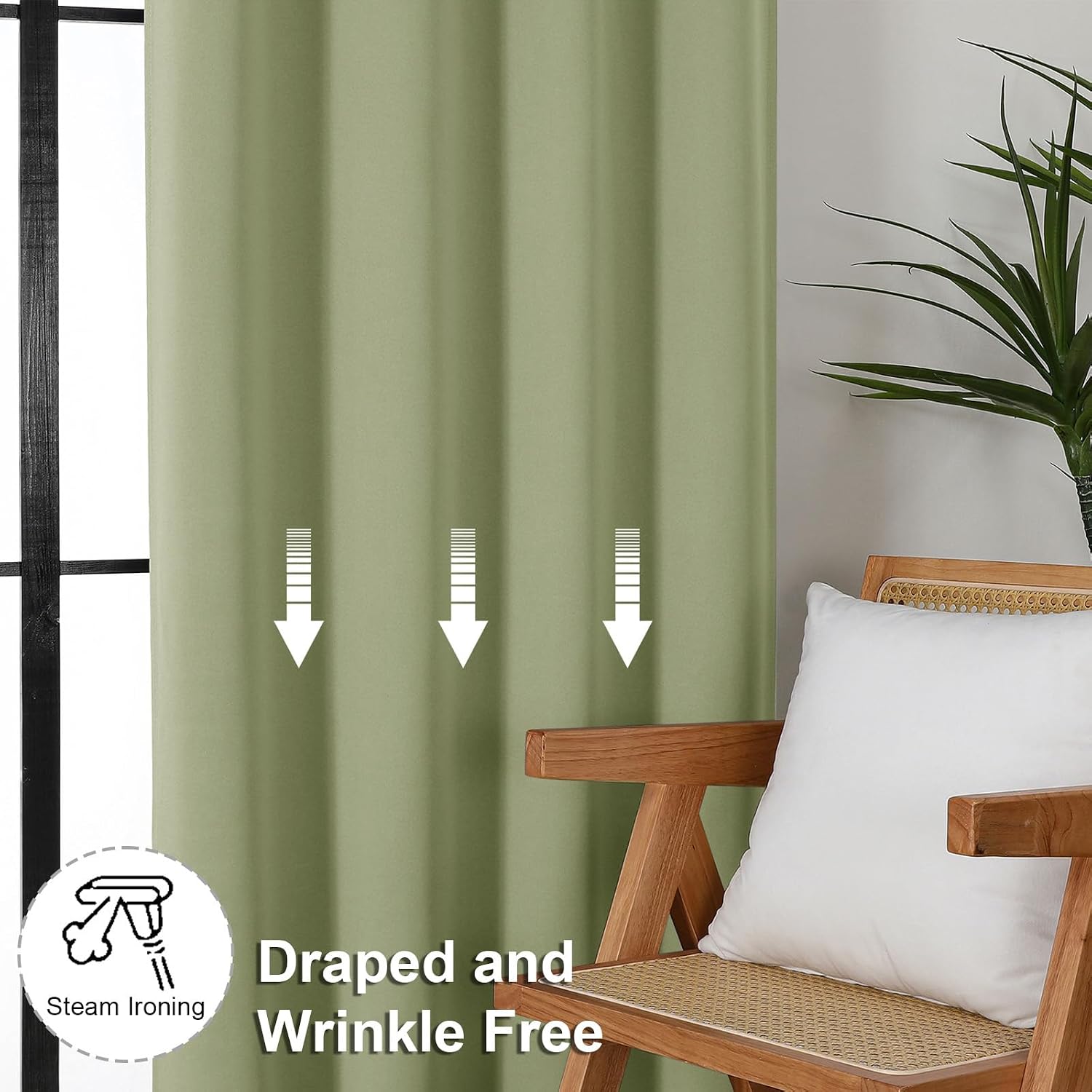 Thumbnail 6 de Simplebrand Ava Sage Green Blackout Curtains – 2 Panels, 50 x 96 Inches, Sage
