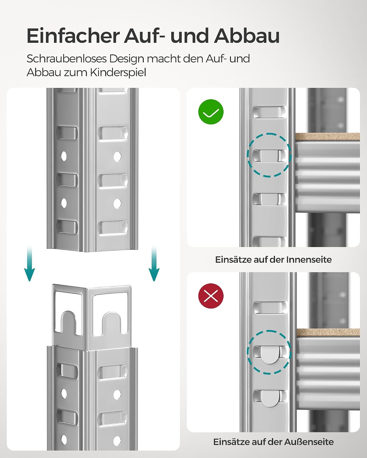 Thumbnail 5 de SONGMICS Schwerlastregal 50 × 100 × 200 cm – stabil, 600 kg Tragkraft, 5 verstellbare Ablagen