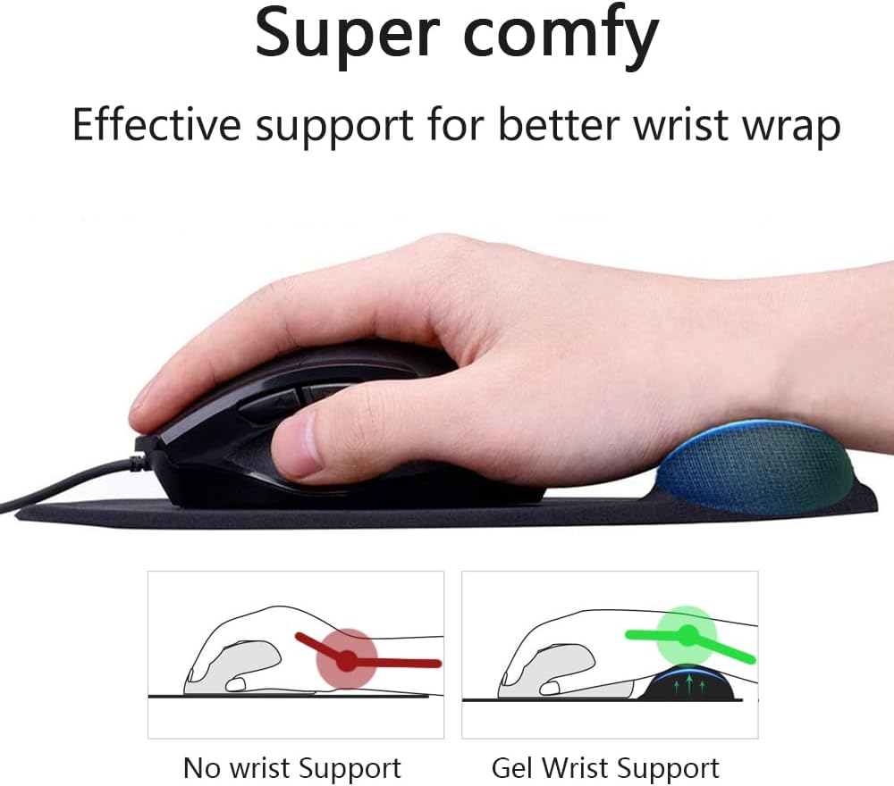 Detalle de JYWYBF Ergonomic Mouse Pad with Wrist Rest, Blue Gel Support, Non-Slip Base
