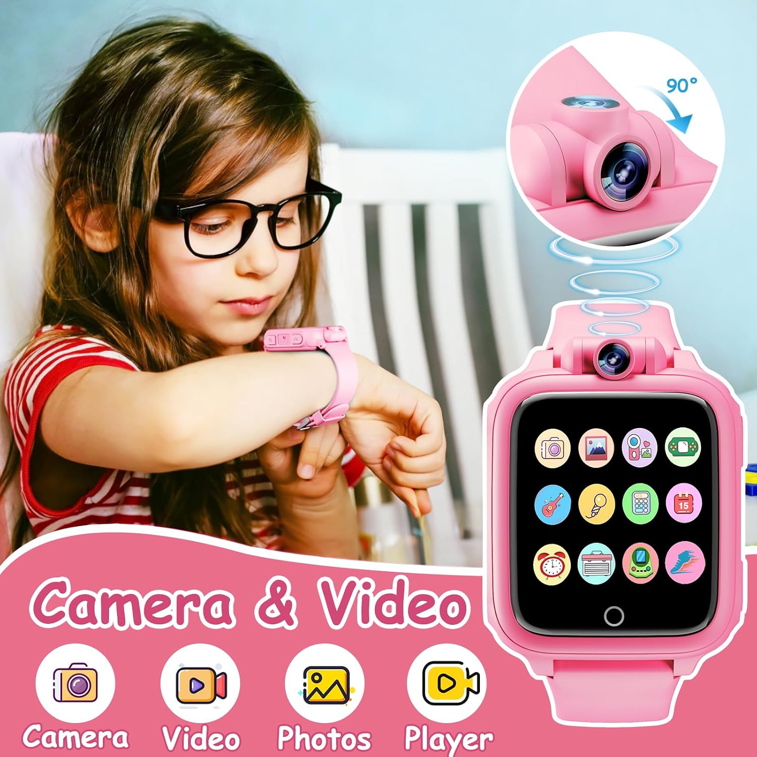 Detalle de Smartwatch per Bambini: Orologio Educativo con 26 Giochi, Fotocamera e Pedometro