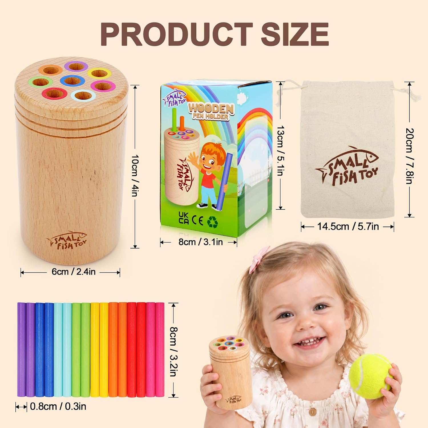 Detalle de Small Fish Montessori Wooden Color Sorting Toy for Toddlers (Ages 1-3)