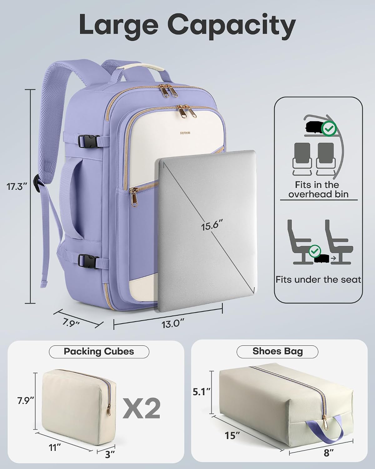 Detalle 2 de HOTOR Travel Backpack for 15.6-Inch Laptops