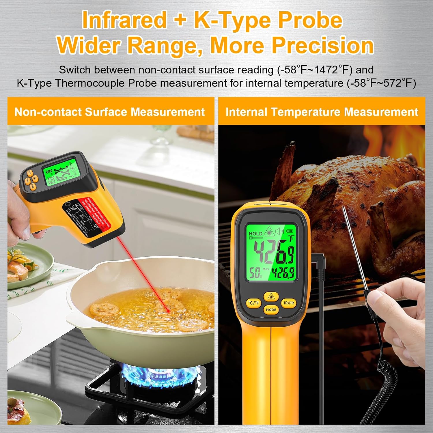 Detalle de PyractoZion Z-JD-05K-yellow-CA Dual-Mode Infrared Thermometer Gun