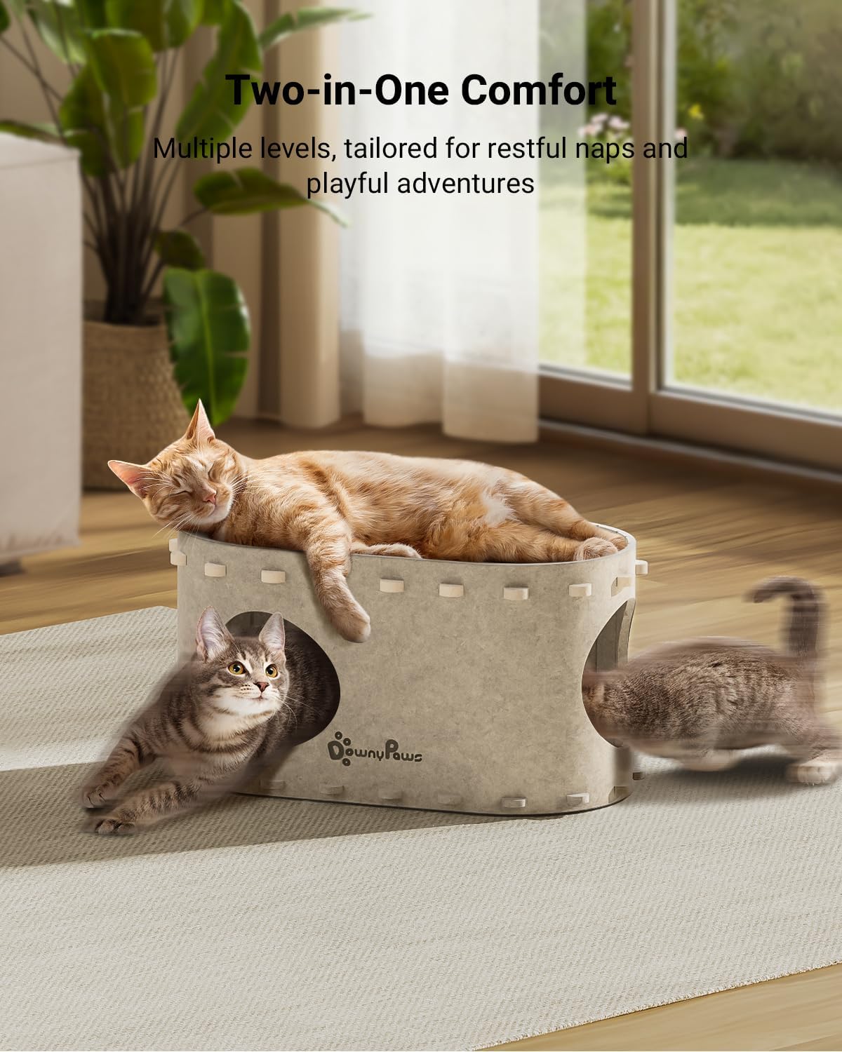 Detalle 2 de DownyPaws Cat Cave Bed, Cream