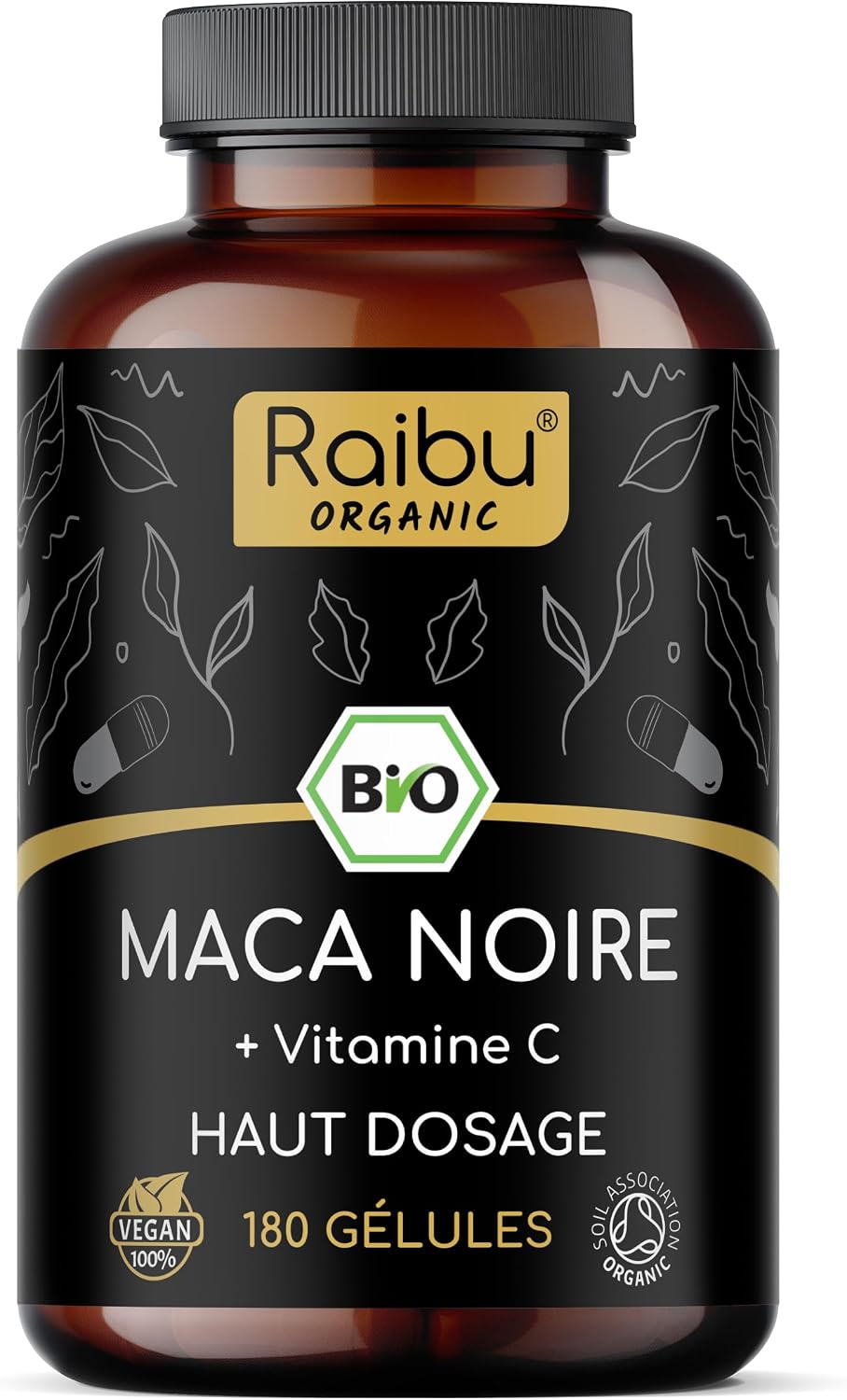 Detalle de Maca Noire BIO du Pérou – Haute concentration 12 800 mg par jour, 180 gélules