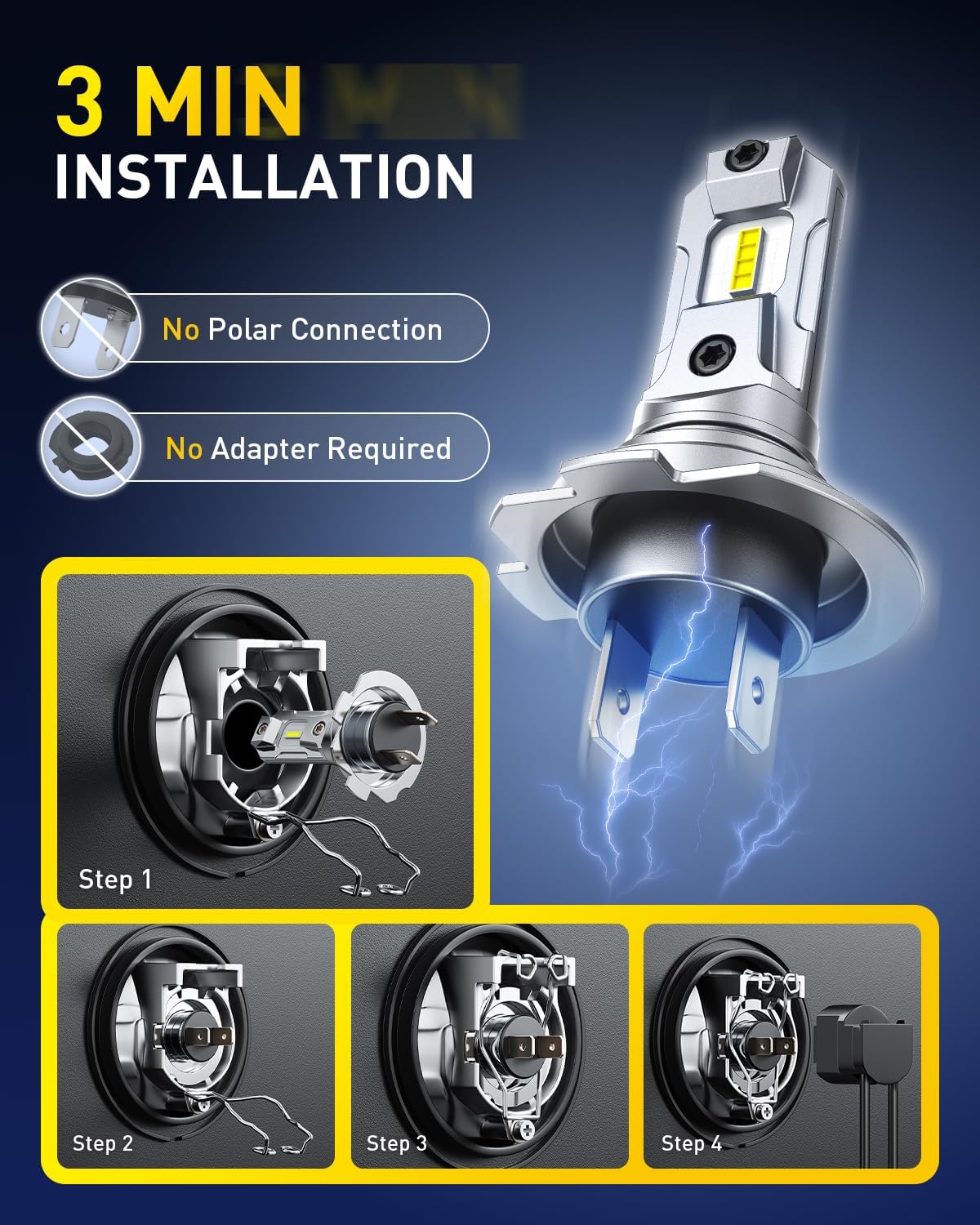 Detalle 2 de AUXITO H7 LED Headlight Bulb (Plug & Play) – 6500K Bright White, 60,000 Hours, Pack of 2