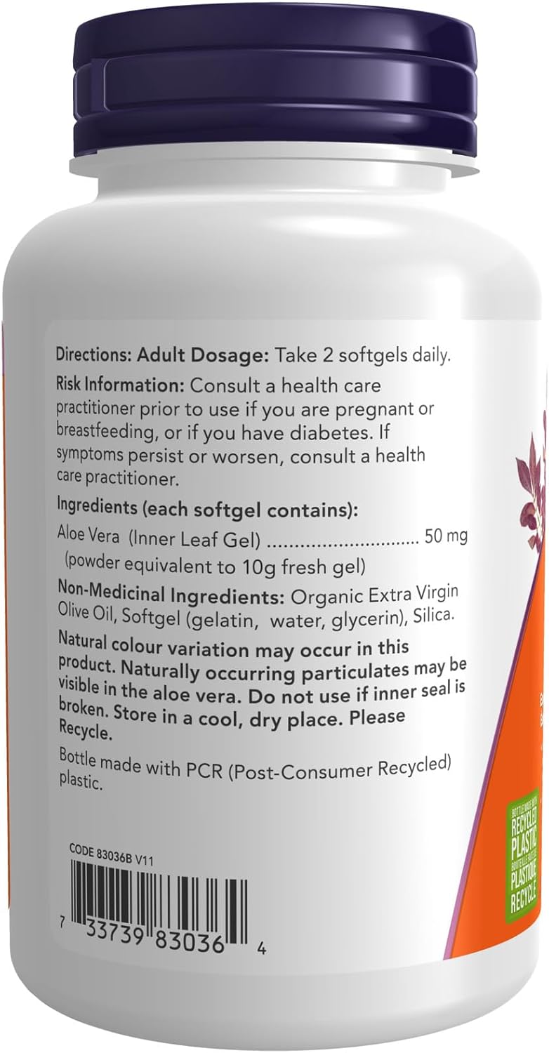 Detalle 2 de NOW Supplements Aloe Vera Softgels 10,000 mg