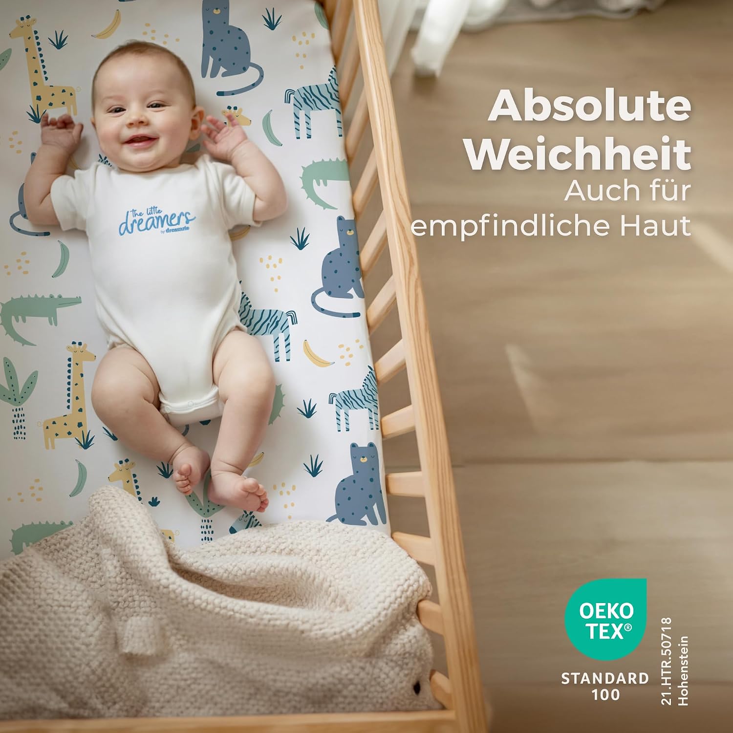 Thumbnail 5 de Dreamzie Set 2 Spannbettlaken Kinderwagen + Matratzenschoner Babybett (55x90 cm) aus 100 % Baumwolle
