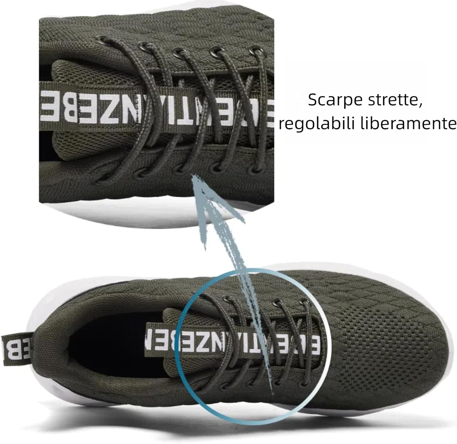 Detalle 2 de TIANZEBEN Herren Sneaker Turnschuhe für Fitness, Lauf- & Walkingsport – atmungsaktiv und leicht