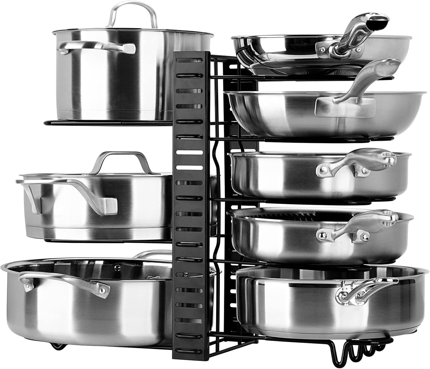Toplife doppelseitiger Pfannenhalter mit 10 verstellbaren Teilern – Topfdeckelhalter für Ordnung im Küchenschrank