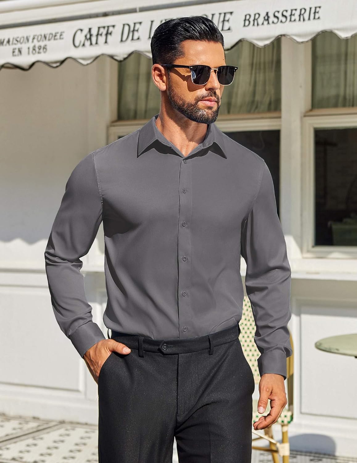 Detalle de COOFANDY Mens Dress Shirt Regular Fit Long Sleeve đ