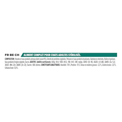 Detalle de Purina Pro Plan Sterilised Maintenance Canard – Alimentation complète pour chat adulte stérilisé (10 x 85 g)
