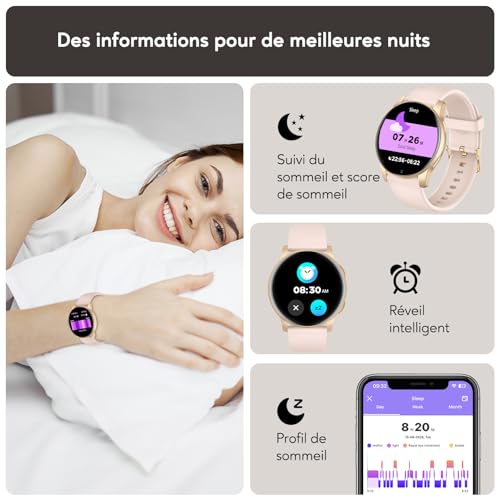Detalle de AcclaFit Montre Connectée – 1,38'' ronde, 147+ modes sportifs, Appel Bluetooth, IP68