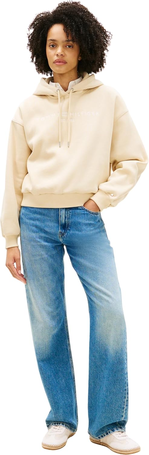 Detalle de Tommy Hilfiger Corp Logo Mdrn Hoodie Ww0ww47832: felpa con cappuccio da donna