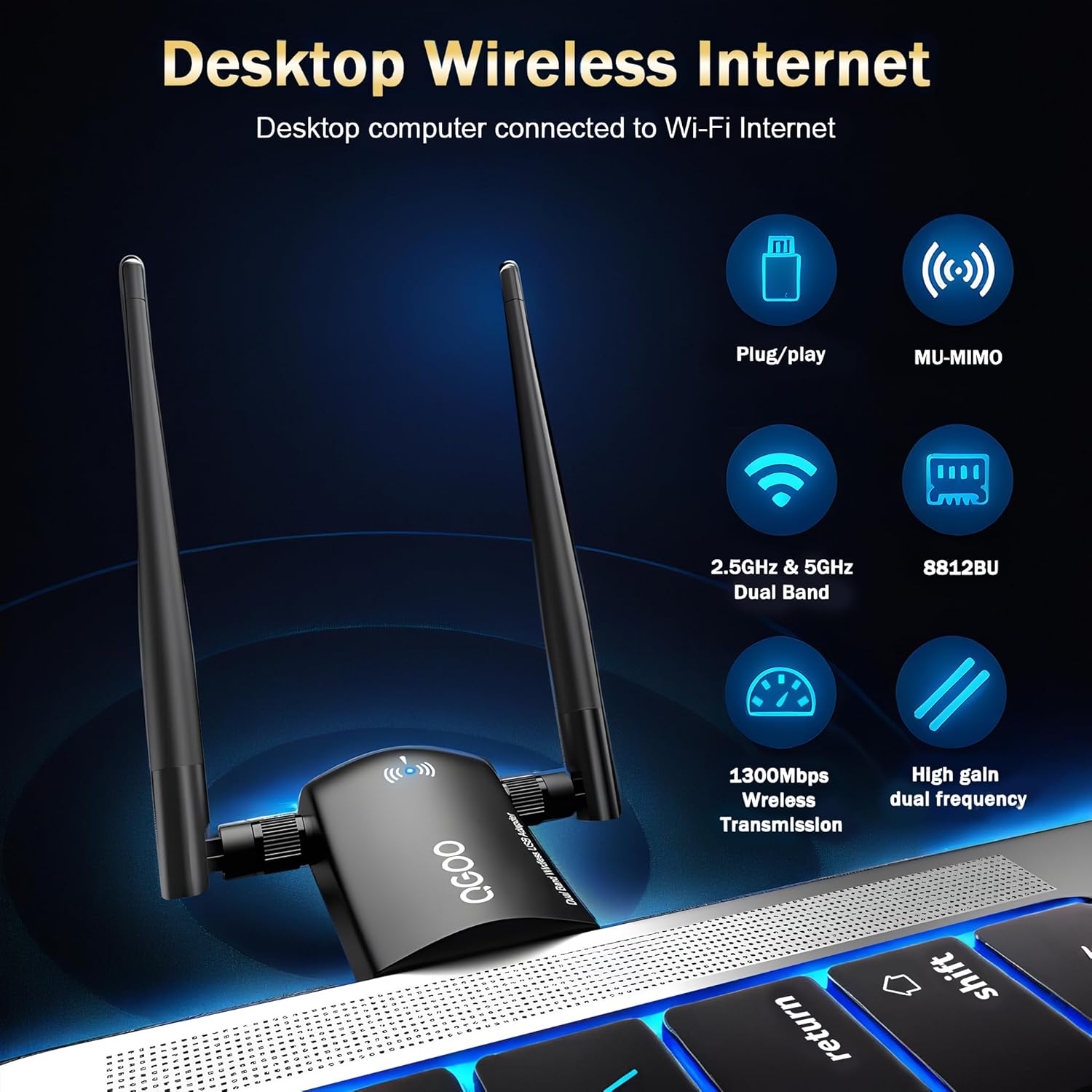 Thumbnail 2 de QGOO AC1300 WiFi Adapter 📡