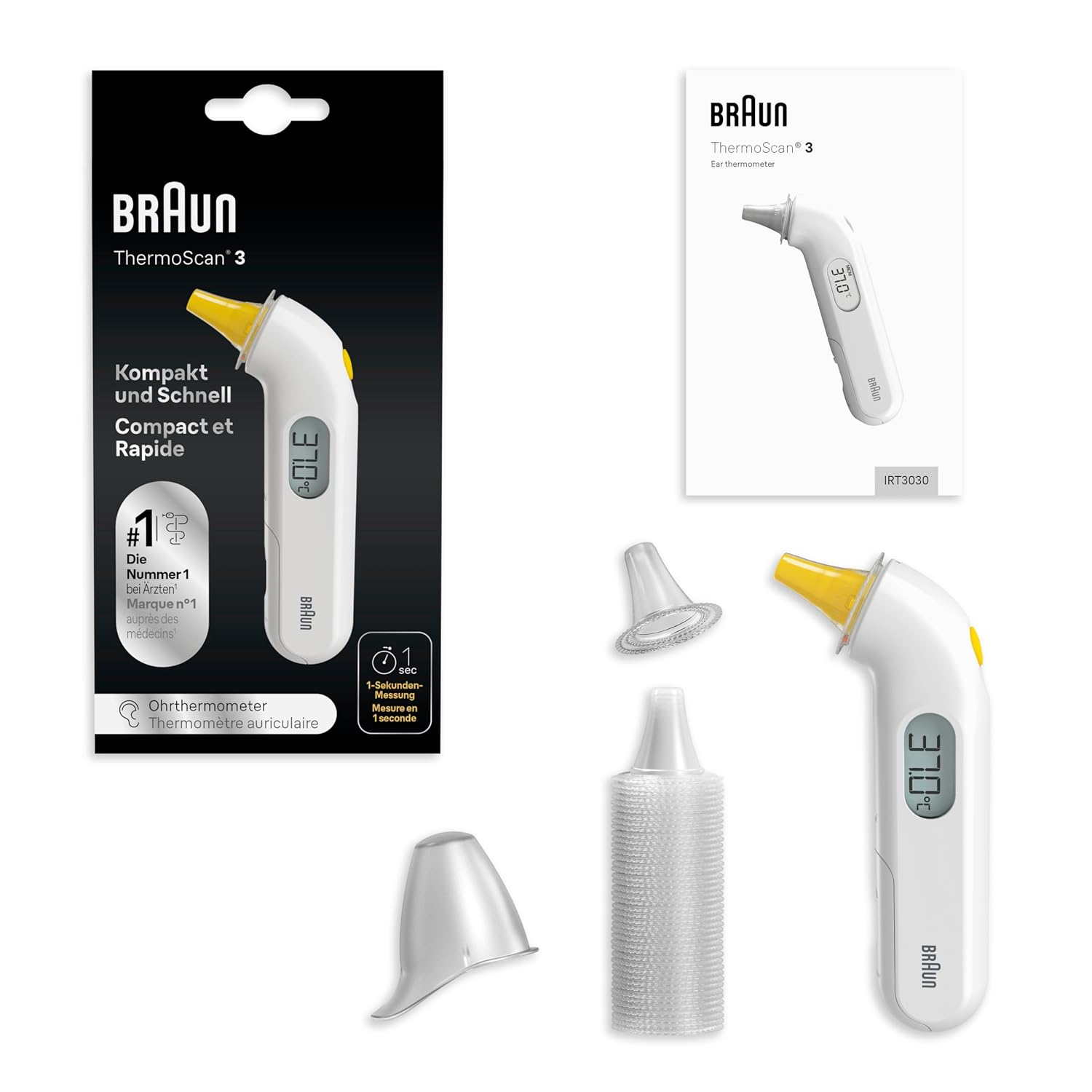 Thumbnail 5 de Braun ThermoScan 3 Ohrthermometer IRT3030WE – schnelle 1-Sekunden-Messung, akustische Fieberanzeige