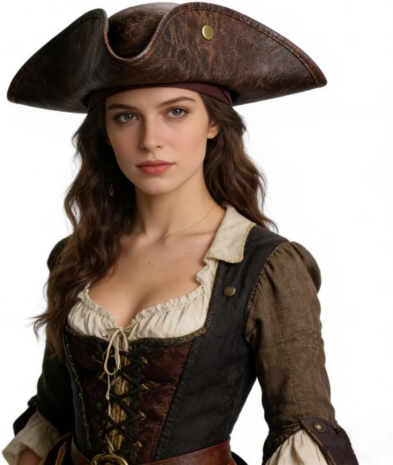 Detalle 2 de XGOPTS Pirate Hat Classic Brown Tricorn