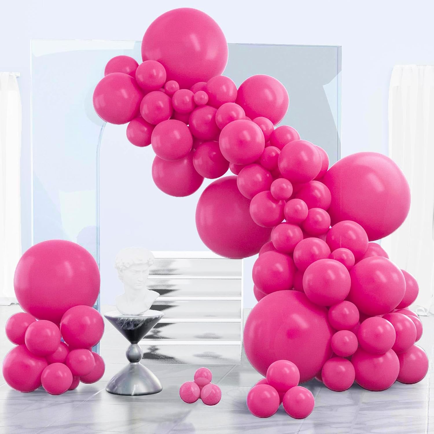 PartyWoo Hot Pink Balloons 140 pcs 18-5 in garland kit 🎈